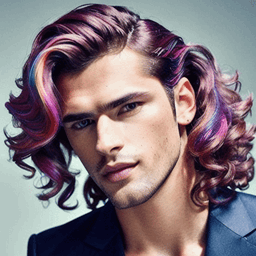 Long Curly Rainbow Hairstyle AI avatar/profile picture for men